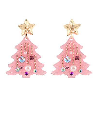 Decorated Christmas Tree Festive Dangle Earrings