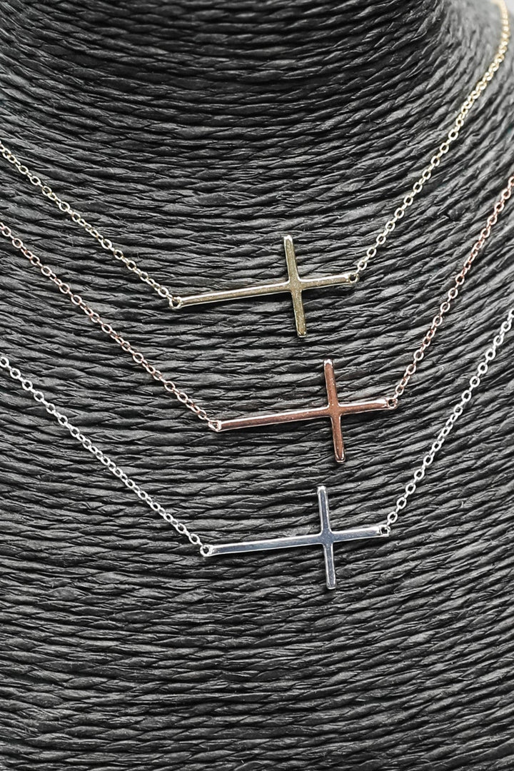 Delicate Chain Necklace with Medium Cross