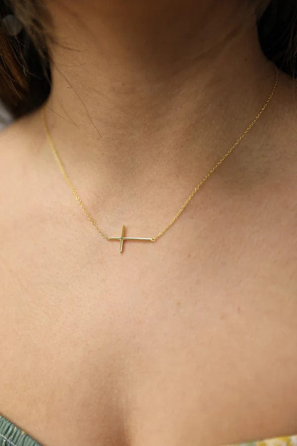 Delicate Chain Necklace with Medium Cross