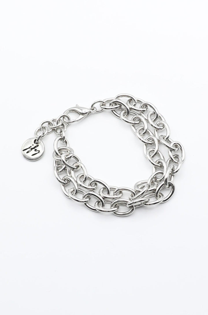 Double Chain Shooting Star Silver Bracelet