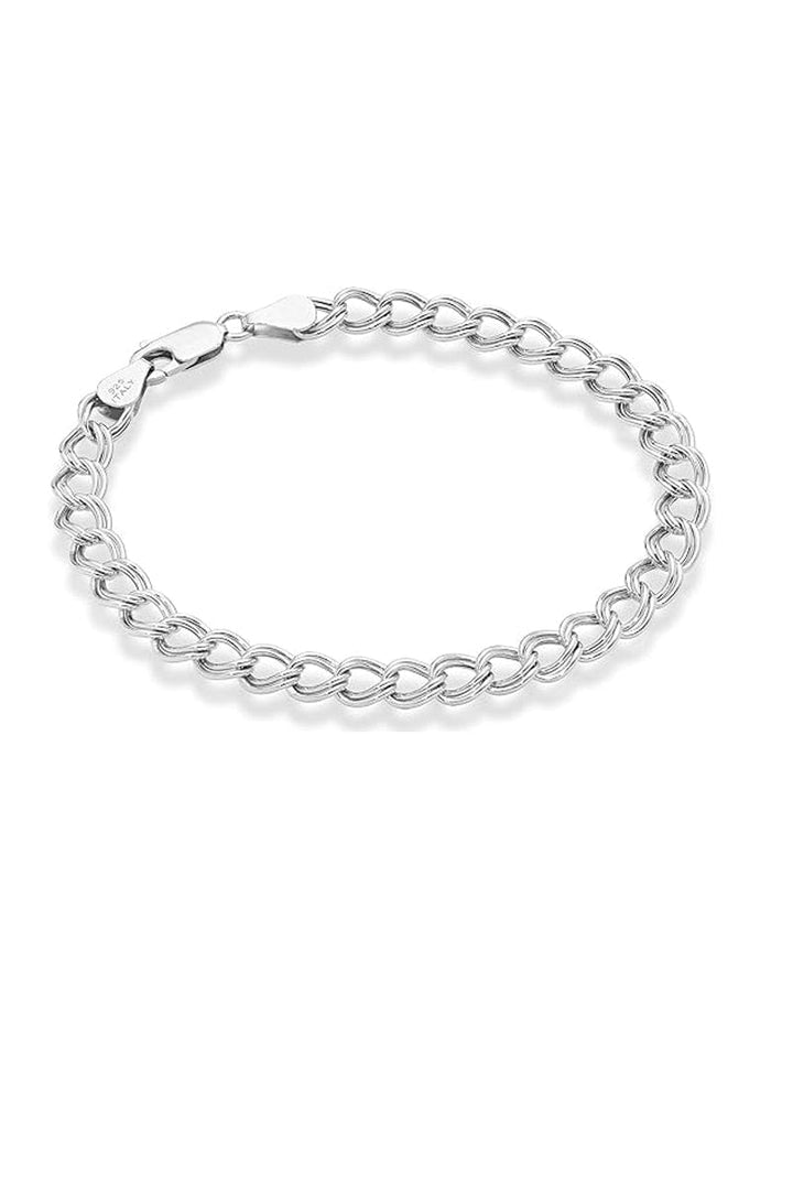 Double Curb small Sterling Silver Bracelet