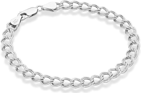 Double Curb small Sterling Silver Bracelet