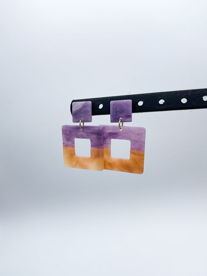 Dual-Toned Square Resin Earrings