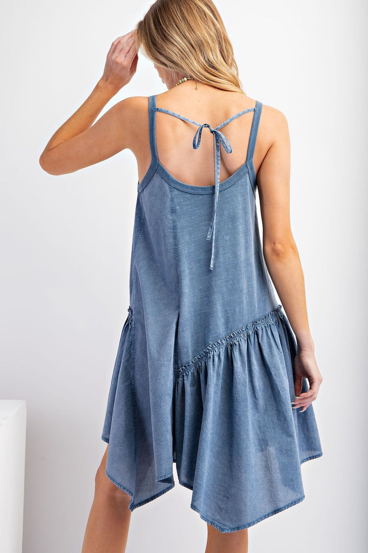 Easel Cotton Slub Mix Voile Mineral Wash Cami Dress