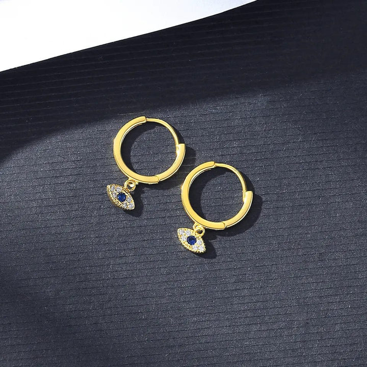 Evil Eye Earrings 14K Gold Plated 925 Stainless Steel