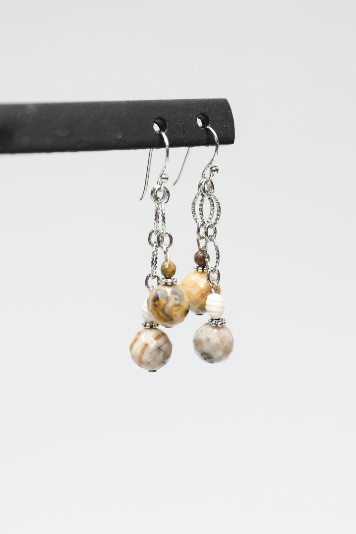 Faceted Agate Earrings with Vintage Elements