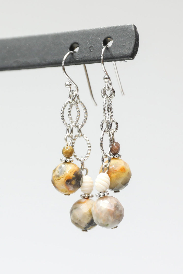 Faceted Agate Earrings with Vintage Elements