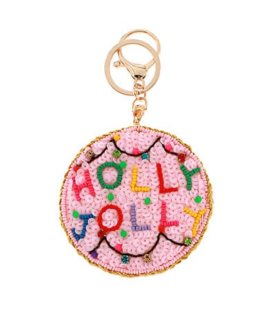 Festive Christmas Beaded and Sequined Ornament Keychain