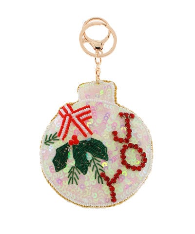 Festive Christmas Beaded and Sequined Ornament Keychain