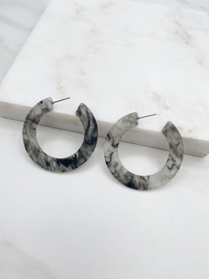 Flat Sided Resin Hoop Earring