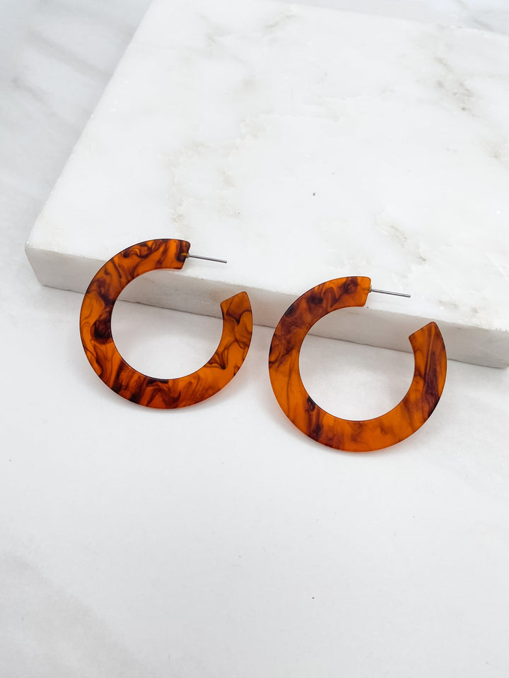 Flat Sided Resin Hoop Earring