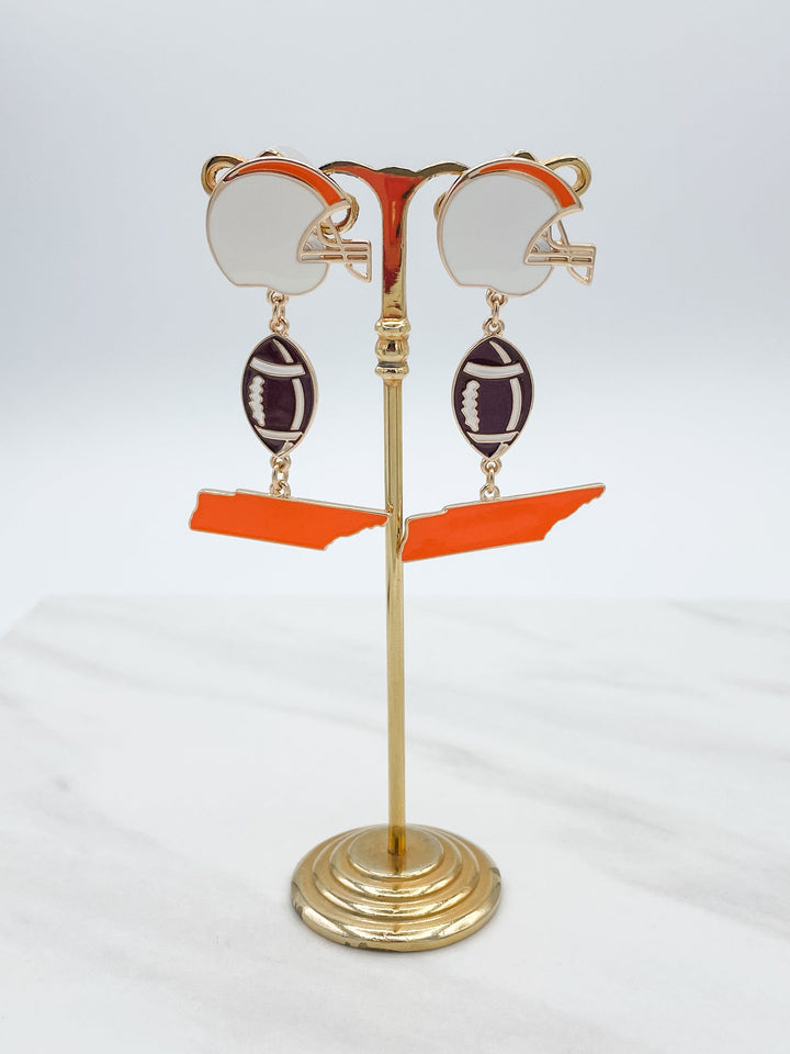 Gameday Football Helmet & State Enamel Earrings