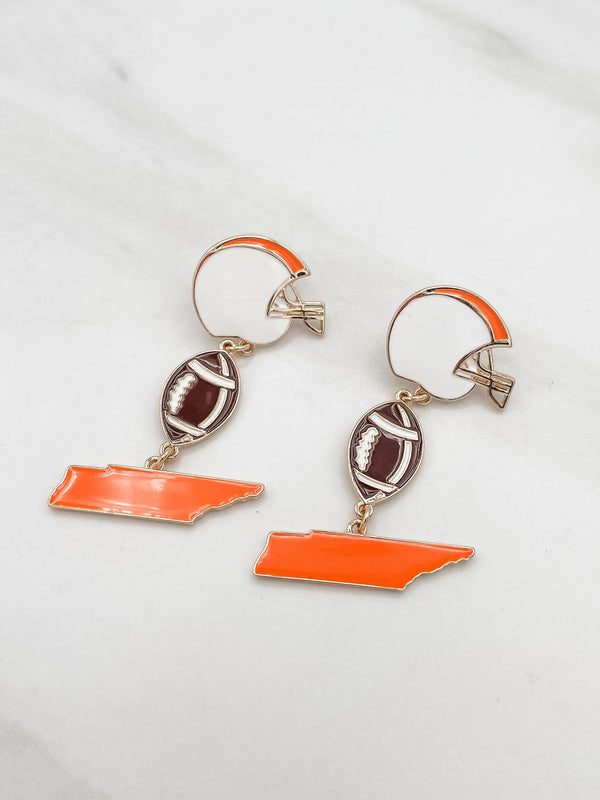 Gameday Football Helmet & State Enamel Earrings