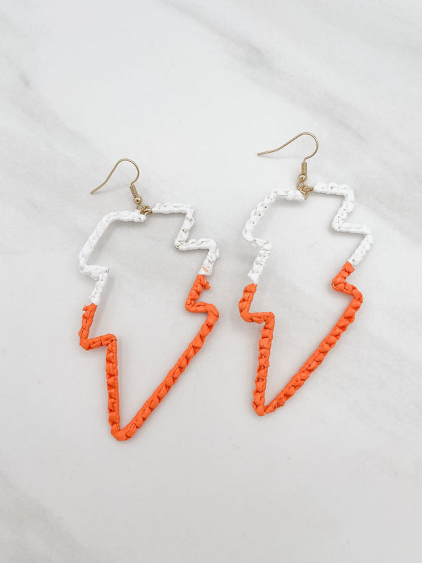 Gameday Raffia Lightning Bolt Earrings