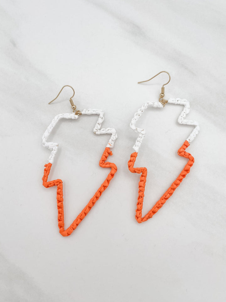 Gameday Raffia Lightning Bolt Earrings