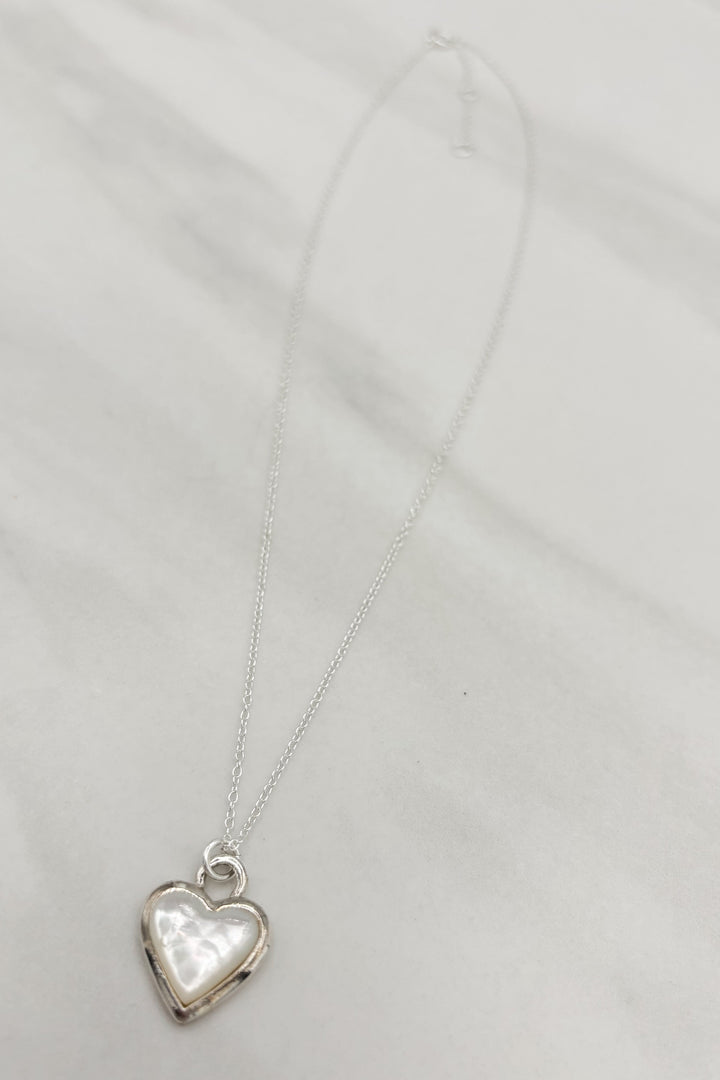 Genuine Stone Heart Sterling Silver Dainty Chain Necklace