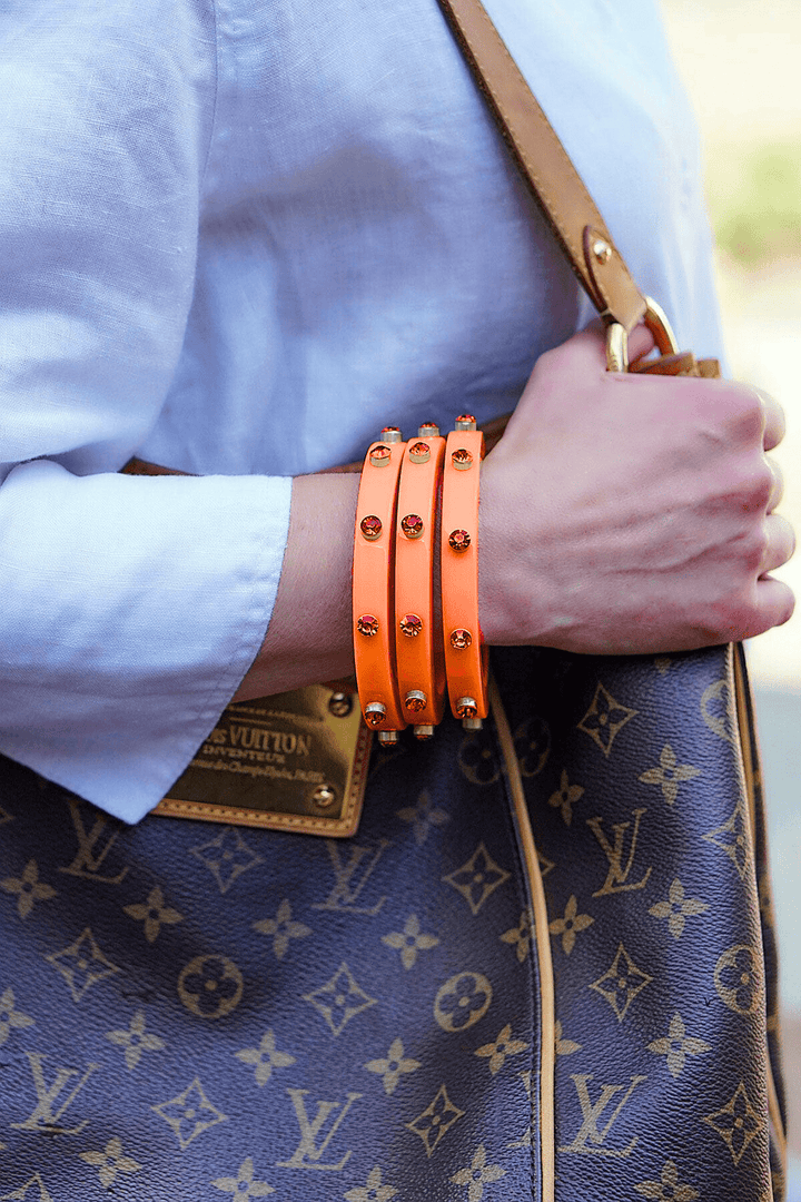 Go Big Orange Renee Resin and Rhinestone Bangle