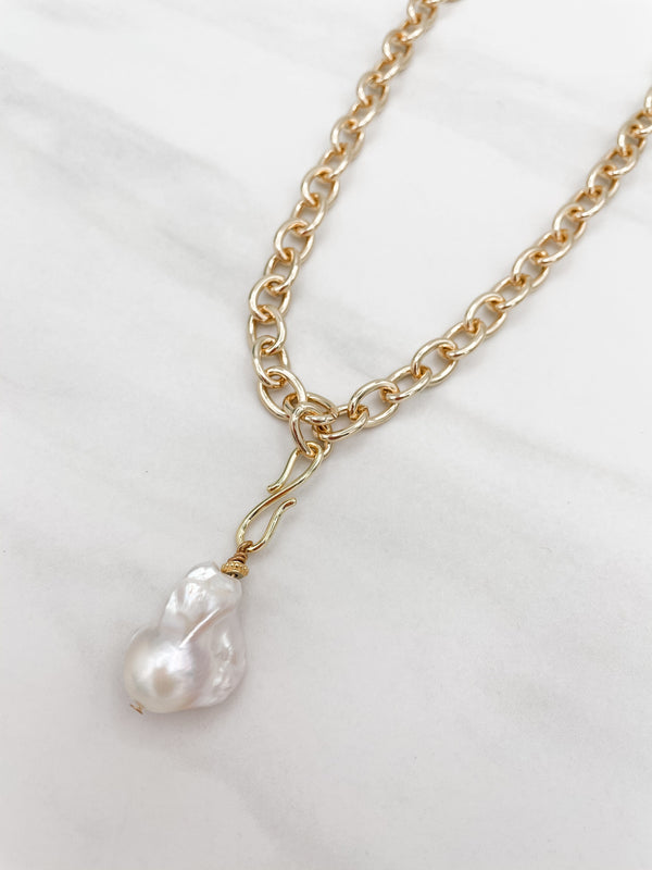 Gold Chain with Removeable Baroque Pearl