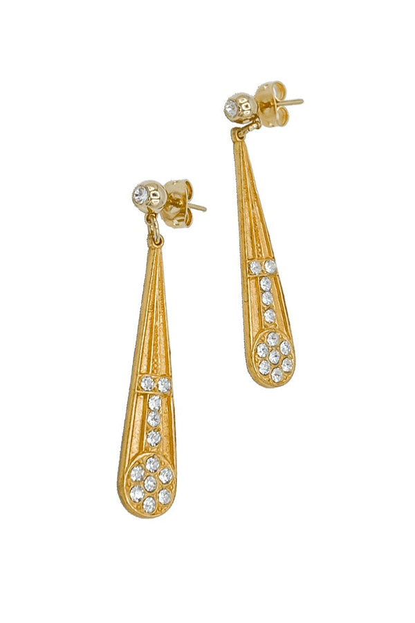 Gold Crystal Tear Drop Earring