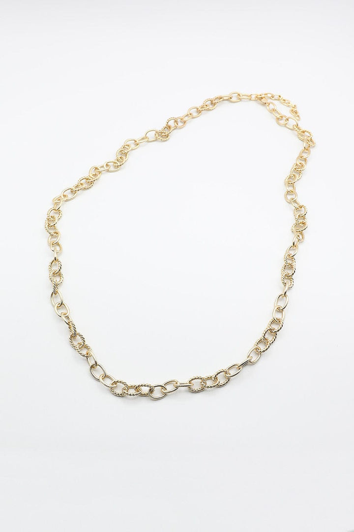 Gold Necklace with Two Kinds of Textured Links