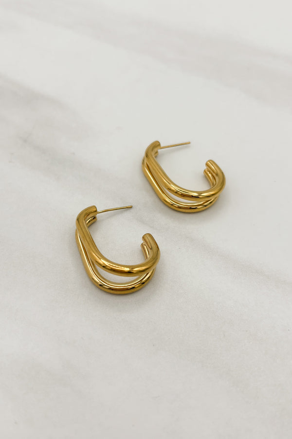 Gold or Platinum Plated Chunky Double Hook Earrings