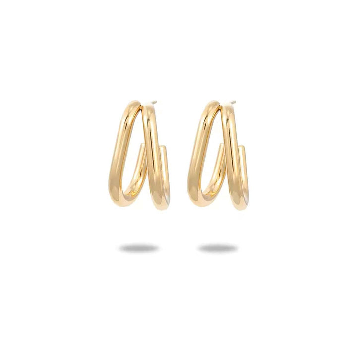 Gold or Platinum Plated Chunky Double Hook Earrings