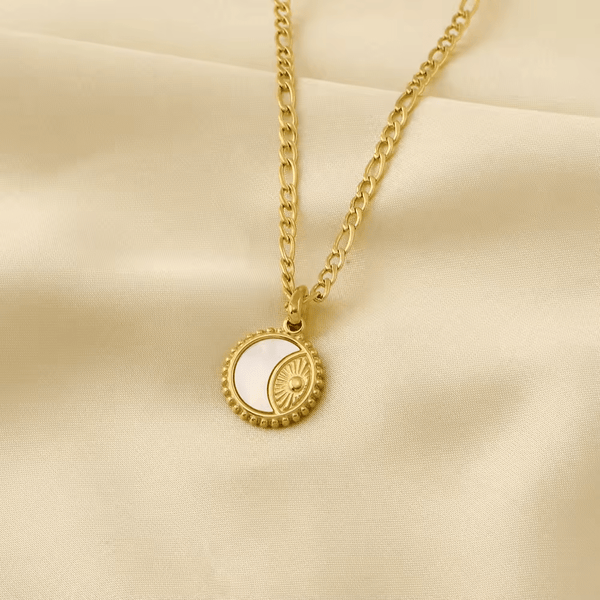 Gold Plated Natural Shell Crescent Moon Necklace