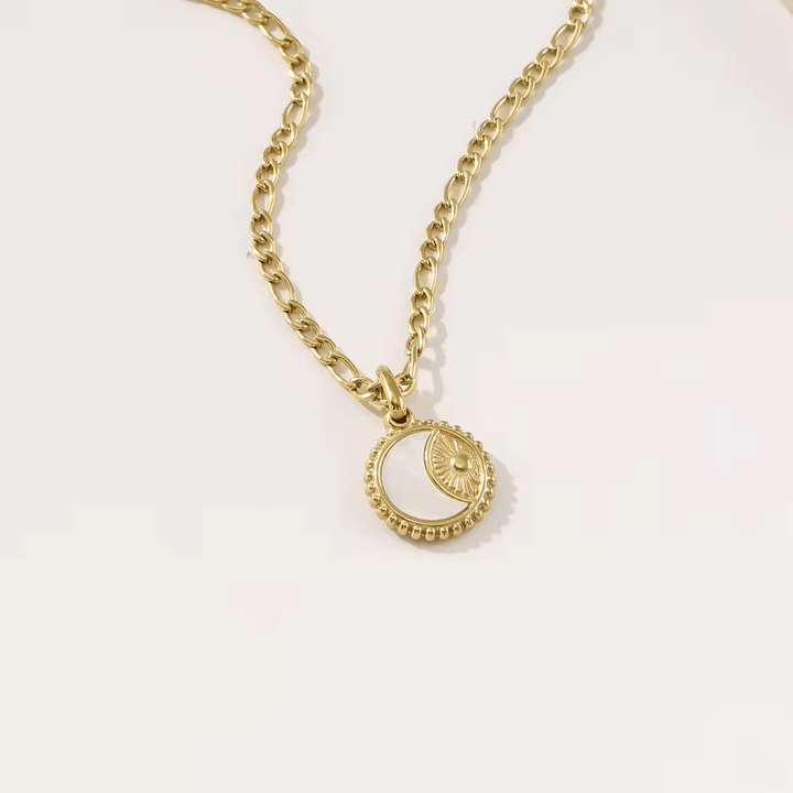 Gold Plated Natural Shell Crescent Moon Necklace