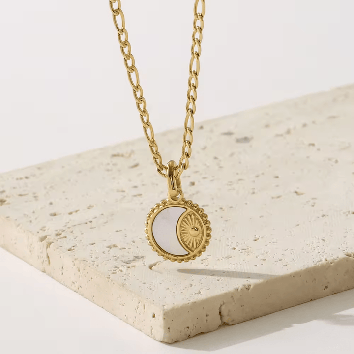 Gold Plated Natural Shell Crescent Moon Necklace