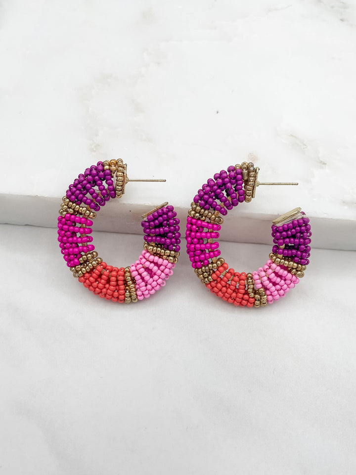 Half Circle Beaded Earrings