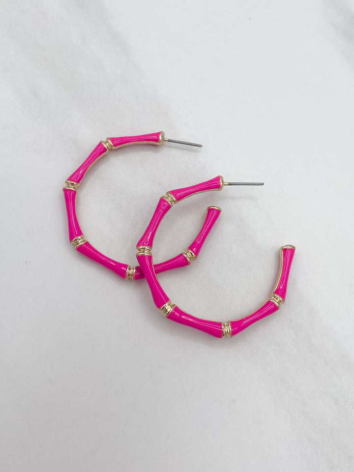 Half Circle Metal Hoop Colored Enamel Earrings