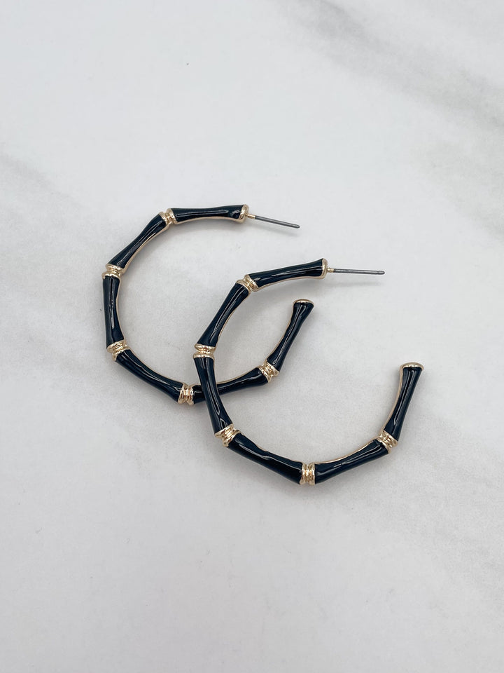 Half Circle Metal Hoop Colored Enamel Earrings