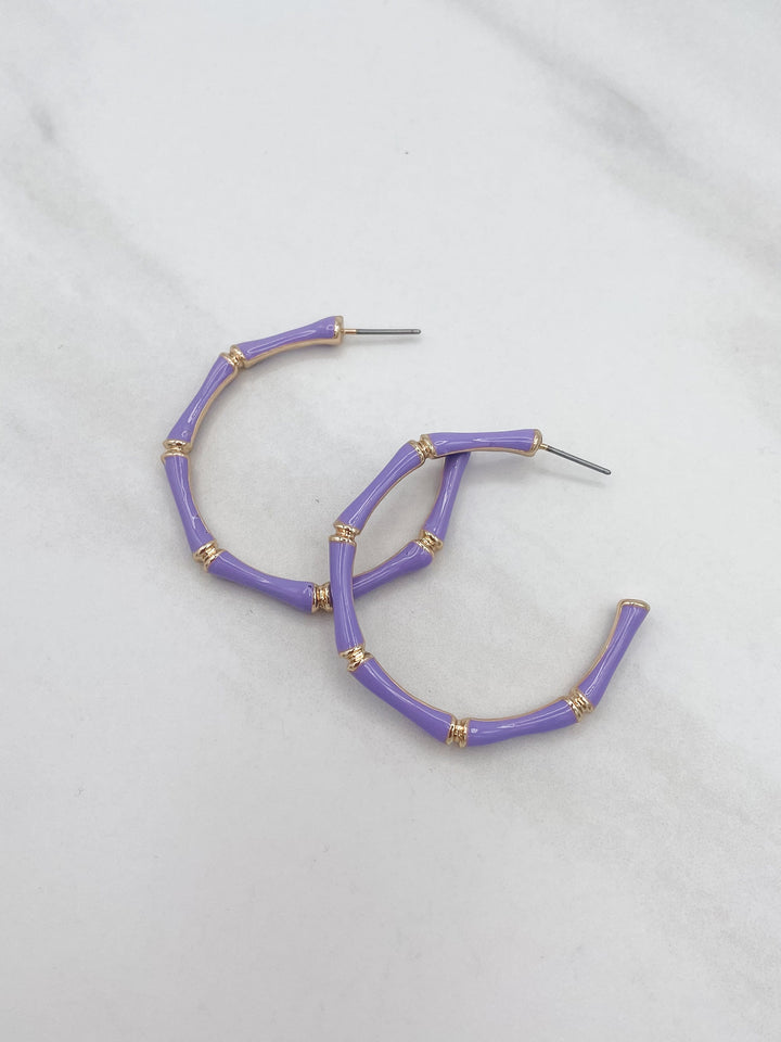 Half Circle Metal Hoop Colored Enamel Earrings