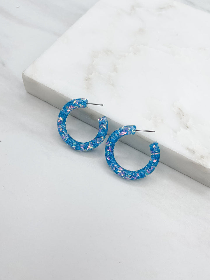 Half Hoop Resin Confetti Earrings