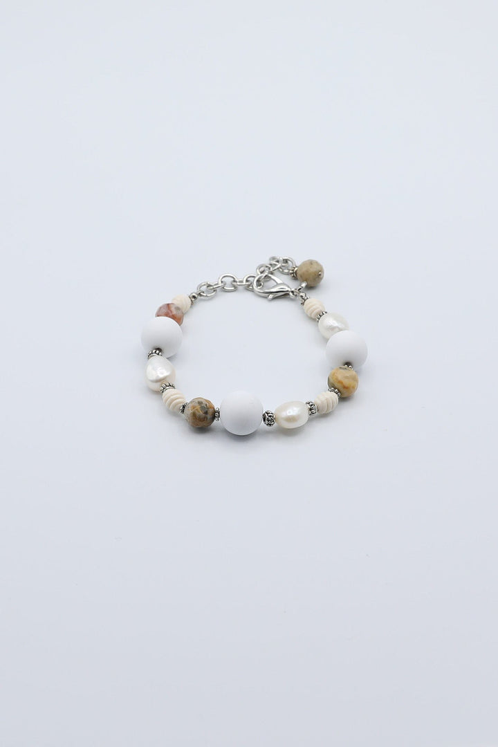 Jasper and Freshwater Pearl Bracelet with Vintage Elements