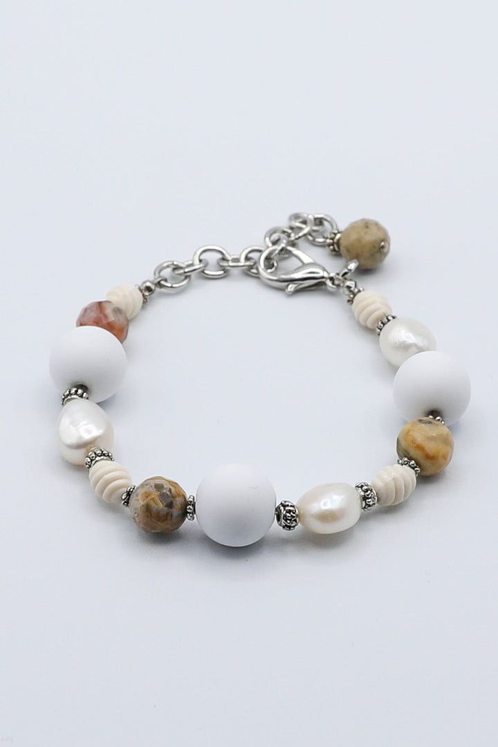 Jasper and Freshwater Pearl Bracelet with Vintage Elements