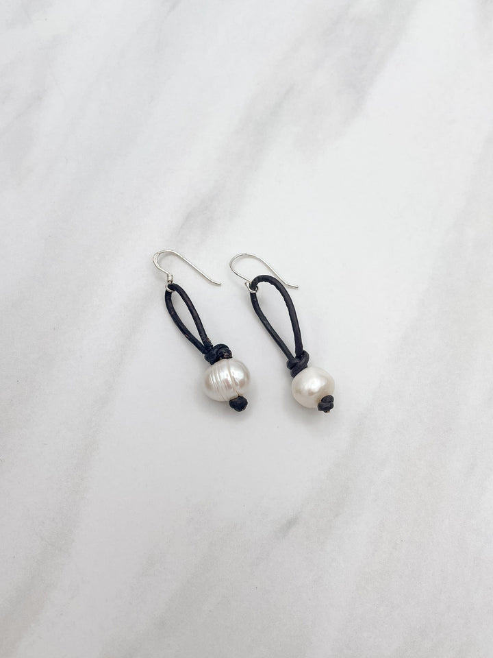 Handmade Knotted White Pearl Earrings