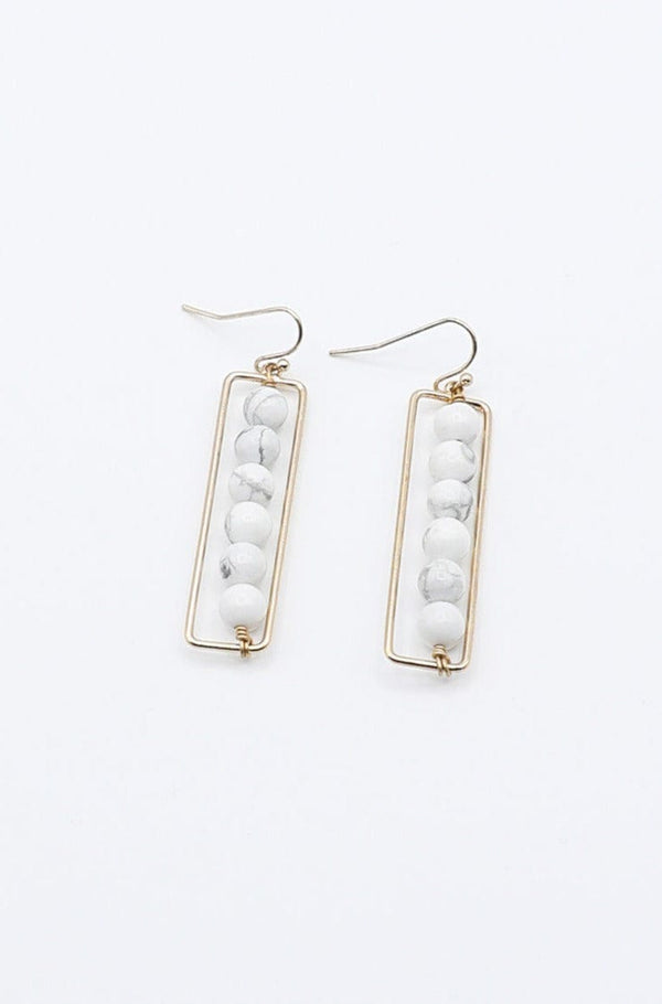 Howlite Beaded Rectangle Earrings