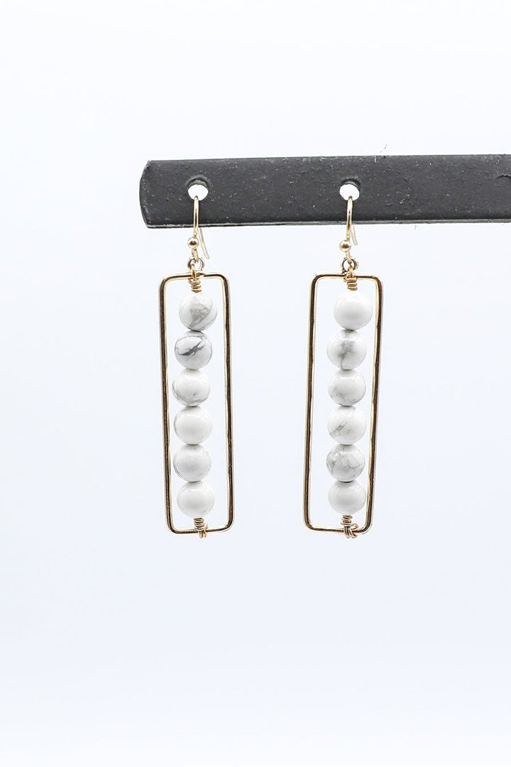 Howlite Beaded Rectangle Earrings