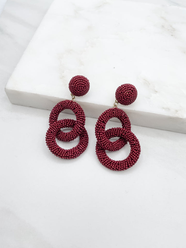 Interlocked Beaded Circle Earrings