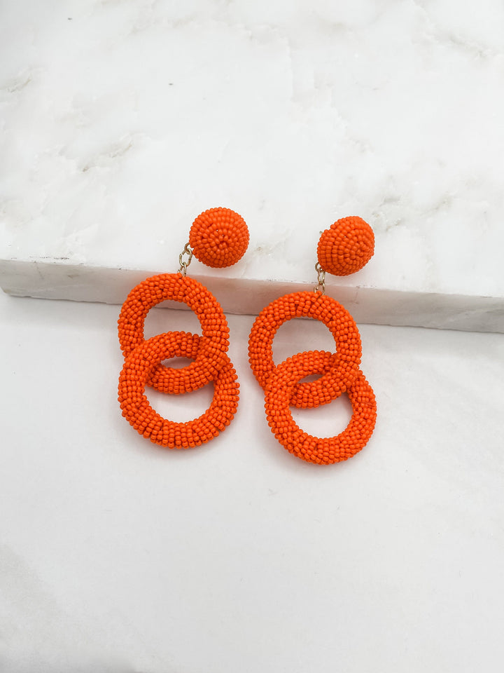 Interlocked Beaded Circle Earrings