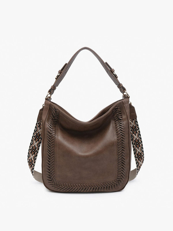 Jen & Co Aris Small Whipstitch Hobo Bag with Guitar Strap