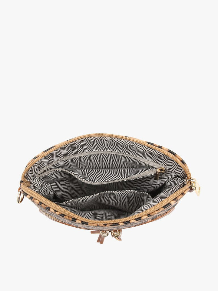 Jen & Co Tara 2 Tone Crossbody/Wristlet with Front Zip Pocket and Tassel