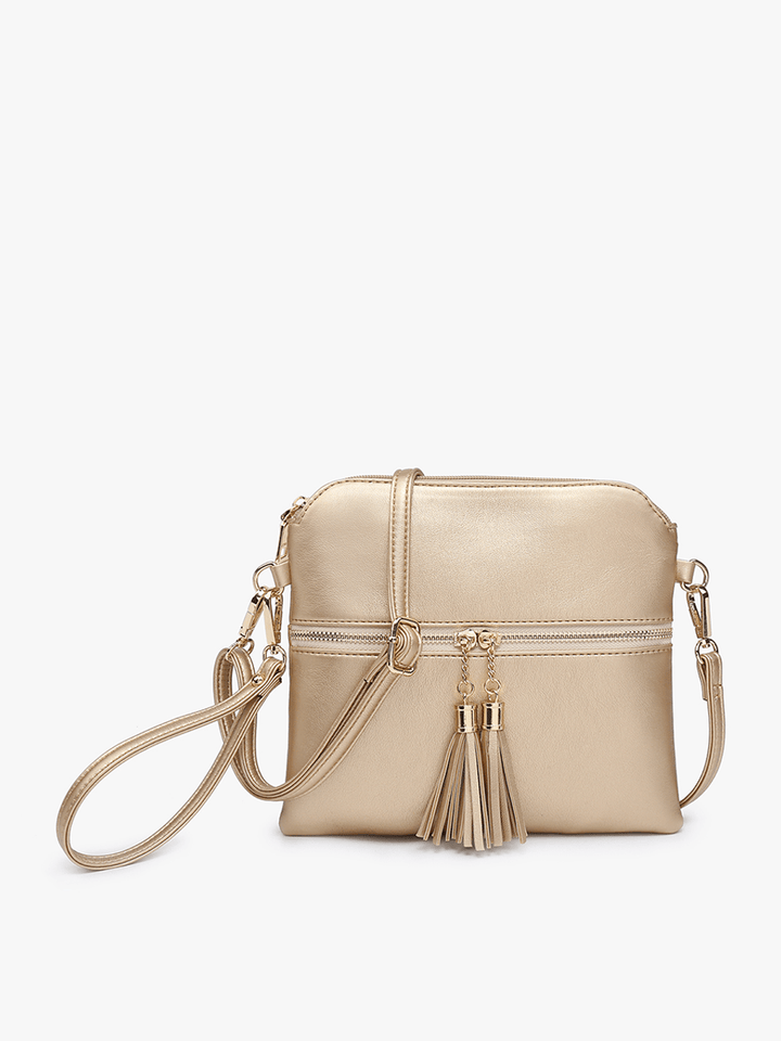 Jen & Co Tara 2 Tone Crossbody/Wristlet with Front Zip Pocket and Tassel