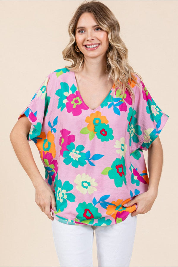 Jodifl Flower Print Dolman Sleeve Boxy Top