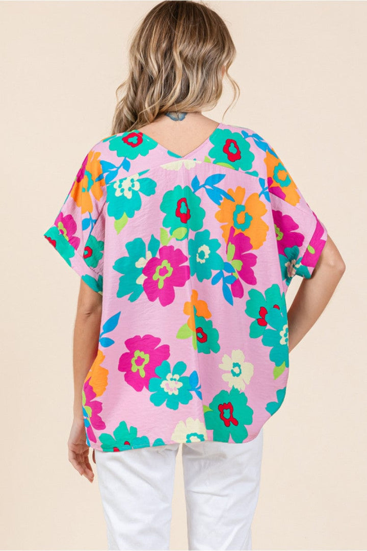 Jodifl Flower Print Dolman Sleeve Boxy Top