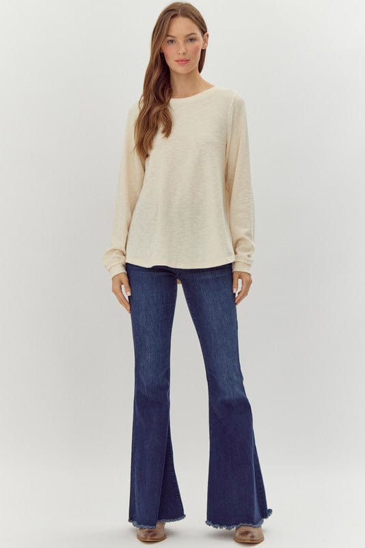 Jodifl Ribbed U-neck Long Sleeve Basic Top