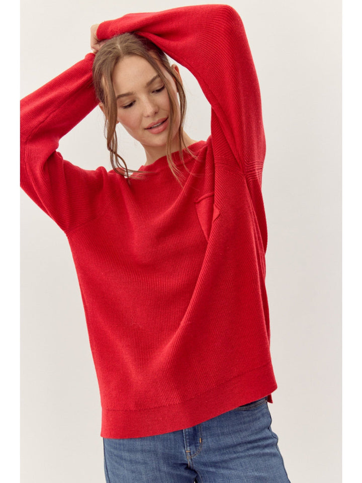 Jodifl Solid Knit U-Neck Front Pocket Basic Sweater Pullover Top