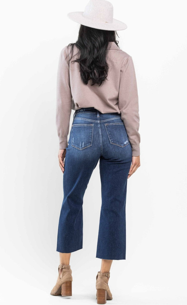 Judy Blue High Waist Distressed Crop Wide Leg Jeans