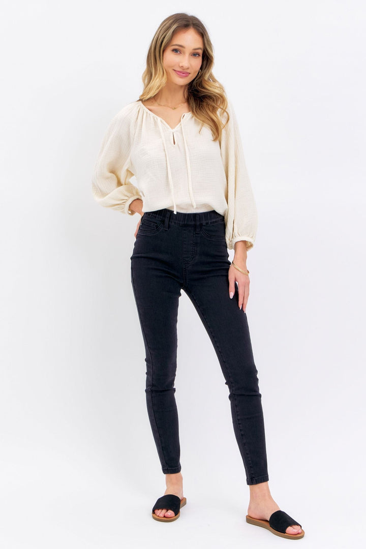 Judy Blue High Waist Pull On Shield Pocket Skinny Jeans